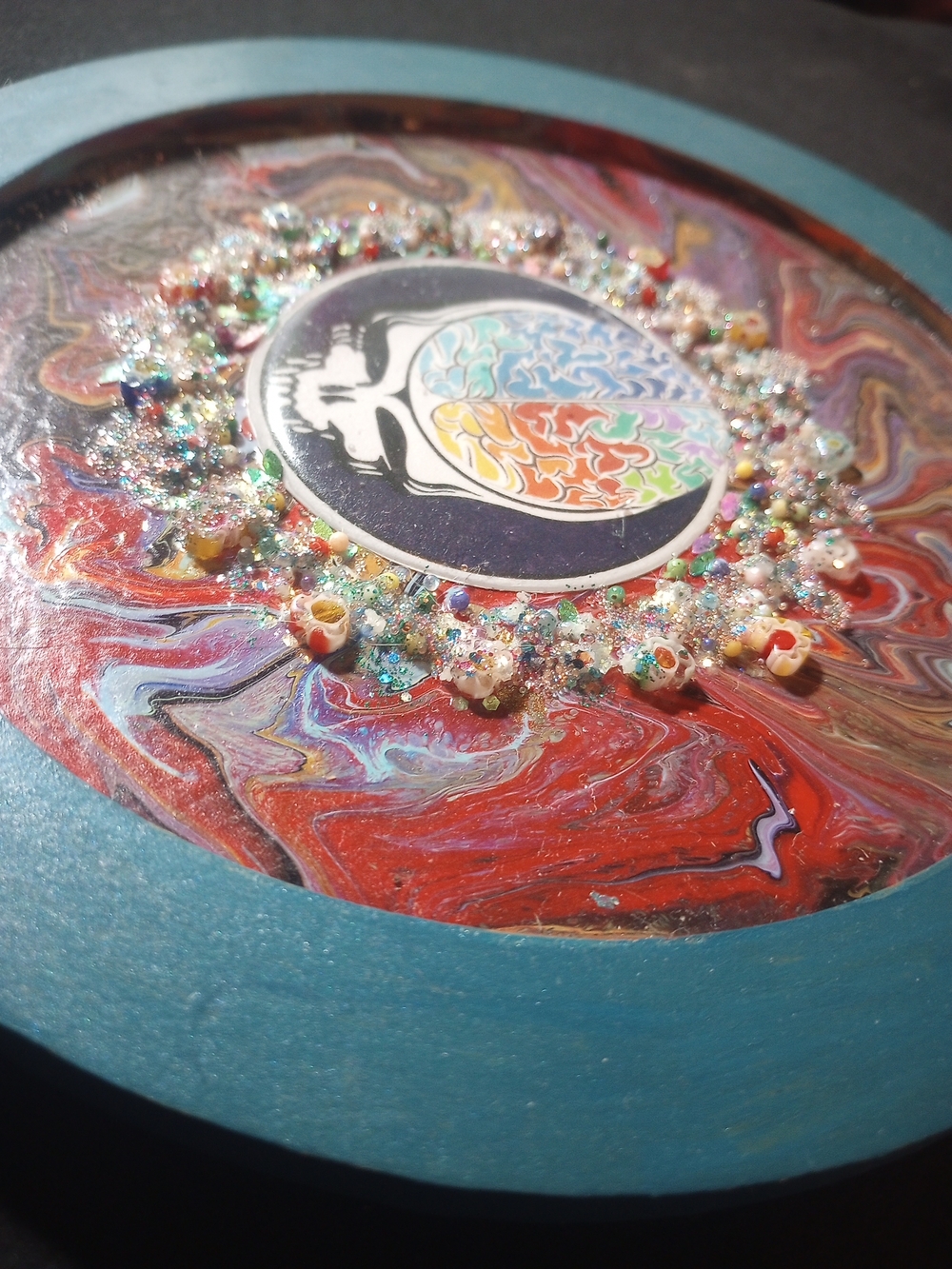 Multicolor Abstract Resin Wall Art with Grateful Dead Motif....STEAL YOUR FACE